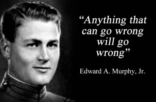 Murphy's Law - Captain Edward A Murphy - Anything that can go wrong will go wrong. 